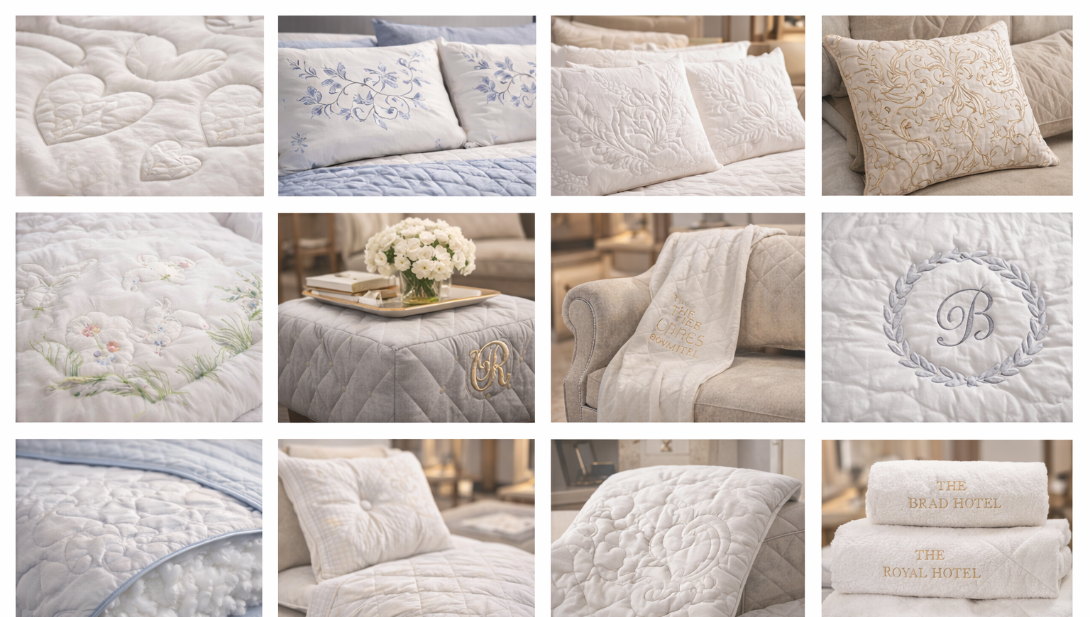 Textiles matelassés à dessin placé pour literie et hôtellerie haut de gamme